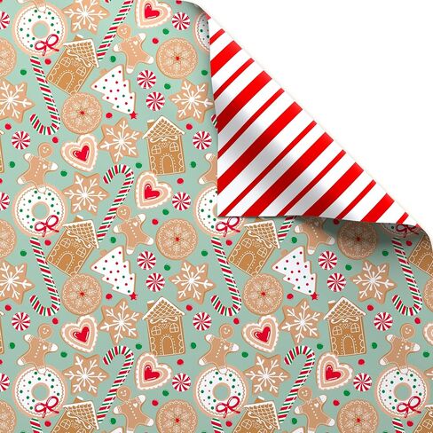 American Greetings Farmhouse Reversible Christmas Wrapping Paper Vintage Gold and White Holiday Gift Wrap (60 sq. ft., 1 Standard Roll Wrap-30 in. x 24 ft.) Reindeer and Pine Tree Forest in Saudi Arabia