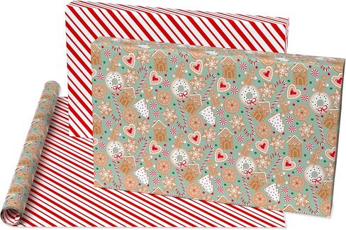 American Greetings Farmhouse Reversible Christmas Wrapping Paper Vintage Gold and White Holiday Gift Wrap (60 sq. ft., 1 Standard Roll Wrap-30 in. x 24 ft.) Reindeer and Pine Tree Forest in Saudi Arabia