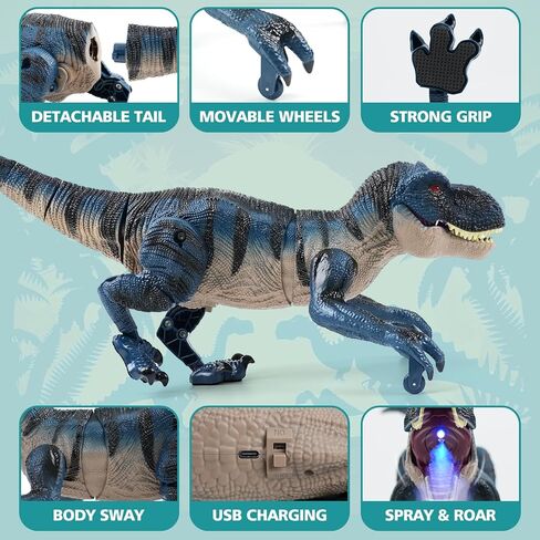 2.4GHz Remote Control Walking Dinosaur Toy for Kids - Birthday Gifts for Boys Ages 3-5 5-7 8-12, Interactive Dino with Roaring Sound, Cool Lights & Mist Spray in Saudi Arabia
