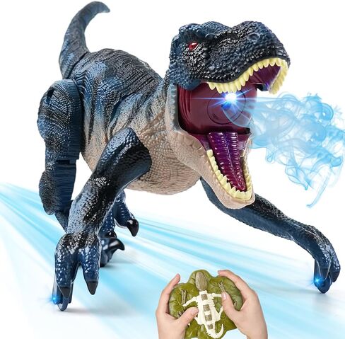 2.4GHz Remote Control Walking Dinosaur Toy for Kids - Birthday Gifts for Boys Ages 3-5 5-7 8-12, Interactive Dino with Roaring Sound, Cool Lights & Mist Spray in Kuwait