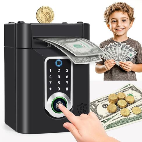 بنك بصمة الإصبع للأطفال، ألعاب بنك المال بشاشة تعمل باللمس لـ 4 5 6 7 8 9 10 11 12 13 عامًا أفكار هدايا للأولاد، صندوق توفير المال الإلكتروني للفتيات، هدايا عيد الميلاد للأولاد، ماكينة الصراف الآلي للأطفال in Kuwait