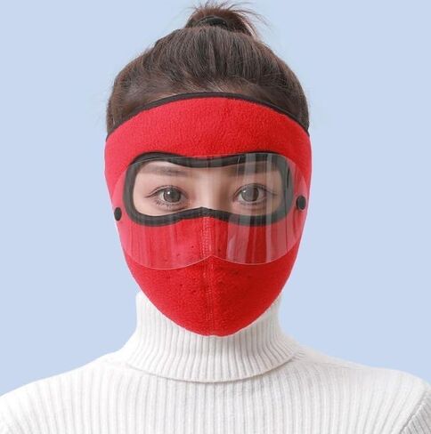 Winter Warm Fleece Windproof High-Definition Goggles, Fleece Thermal Mask with Removable Goggles, Unisex in Saudi Arabia