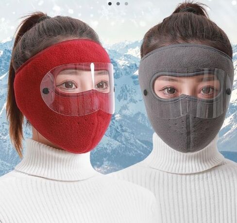 Winter Warm Fleece Windproof High-Definition Goggles, Fleece Thermal Mask with Removable Goggles, Unisex in Saudi Arabia