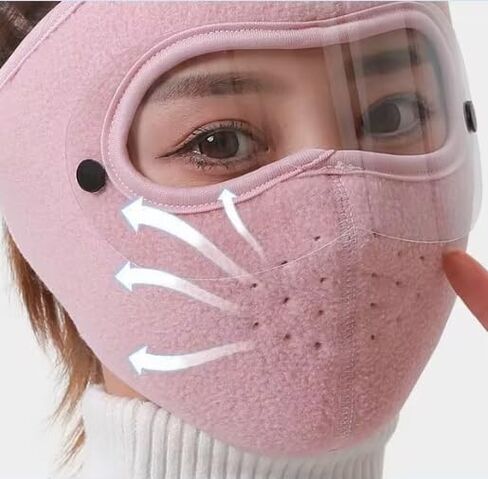 Winter Warm Fleece Windproof High-Definition Goggles, Fleece Thermal Mask with Removable Goggles, Unisex in Saudi Arabia