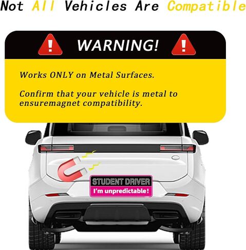 5PCS Student Driver Car Magnets, Funny Reflective Magnetic Bumper Sticker Set, Removable Novice Rookie Safety Attention Sign for Accessories Bumper, 10 x 3.5 Inch (Student Driver) in Saudi Arabia