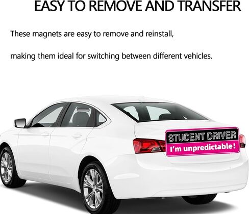 5PCS Student Driver Car Magnets, Funny Reflective Magnetic Bumper Sticker Set, Removable Novice Rookie Safety Attention Sign for Accessories Bumper, 10 x 3.5 Inch (Student Driver) in Saudi Arabia