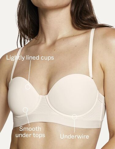 Pepper MVP Multiway Strapless Bra for Women | Underwire, Lightly Lined Cups, Multi-Way Convertible Straps | Strapless Bra for Small Chested Women | Black Strapless Bra in Kuwait