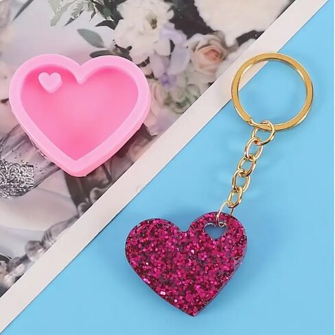 Jewelry-Resin-Casting-Molds – 1PC Heart-Shaped Silicone Mold for Epoxy Resin, DIY Craft Supplies, Clay & More – Perfect for Romantic Gift Making & Decorative Keychains in Saudi Arabia