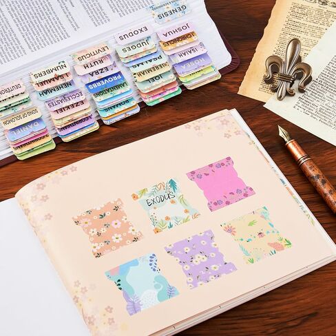 علامات تبويب الكتاب المقدس الزهرية للنساء، كتيب علامات تبويب فهرس الكتاب المقدس، 66 علامة تبويب مع عناوين الفصول وملخصاتها، دليل المحاذاة، علامات تبويب تجميل البتلات، لوازم هدايا دراسة الكتاب المقدس مغلفة مقاومة للماء in Kuwait