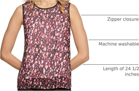 DKNY Women's Sleeveless Top Zip-Closure Crew Neck Shirt in Saudi Arabia