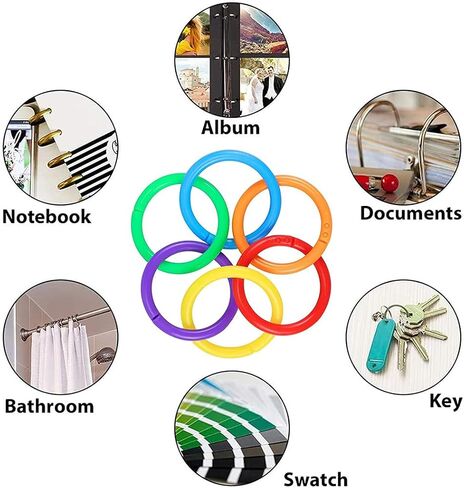 50 PCS 1 Inch Plastic Binder Rings Paper Ring, Loose Leaf Binder Rings Plastic Book Ring Clips for Office, School, Index Cards Assorted Colors in Saudi Arabia