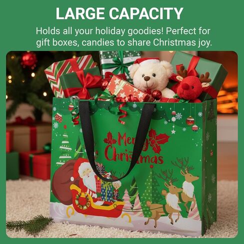 habgp 20 Pack Christmas Gift Bags Assorted Sizes with Handle, Reusable Tote Gift Bags Includes 4 Large 8 Medium 8 Small, Non-Woven Christmas Bags for Gifts Xmas Party Holiday Favors in Saudi Arabia