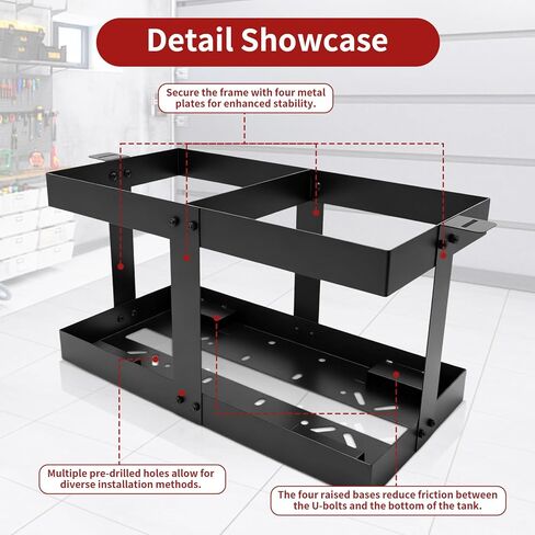 ترقية حامل إبريق الوقود، حامل علبة غاز أسود للمقطورة، دعم قوي بأربعة اتجاهات، يناسب حاويتي وقود سعة 5 جالون، متوافق مع علبة غاز Vp in Kuwait