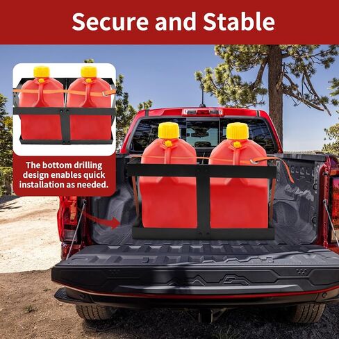 ترقية حامل إبريق الوقود، حامل علبة غاز أسود للمقطورة، دعم قوي بأربعة اتجاهات، يناسب حاويتي وقود سعة 5 جالون، متوافق مع علبة غاز Vp in Kuwait