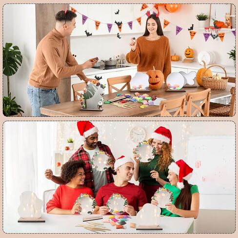 6 Set DIY Christmas Mirror Crafts Irregular Aesthetic Vanity Mirror Frameless with Stand Decorate Your Own Acrylic Mirrors 36 Colors Modeling Clay and Sculpting Tools for Christmas Party in Saudi Arabia