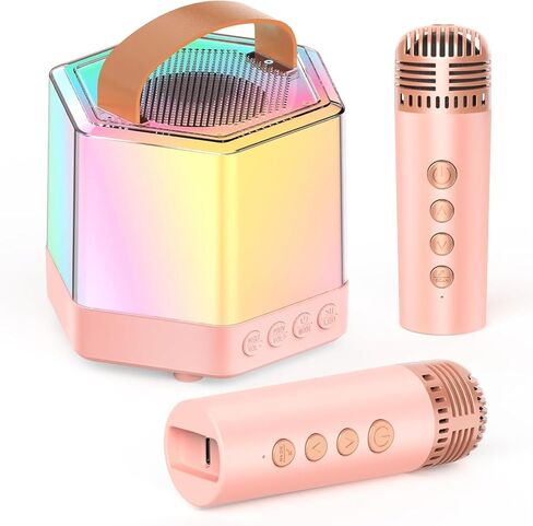 AIDELF Mini Karaoke Machine for Kids - Portable Bluetooth Karaoke Speaker with 2 Wireless Microphones and Party Lights Toy Ages 3-12+,Birthday Gifts for Girls Boys Family Home Party in Kuwait