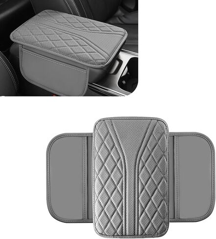 WZP Car Center Console Cover, Leather Arm Rest Cover with 2 Storage Bag, Console Cover for Car Storage Box Protector, Universal for Sedan SUV Truck (Gray) in Saudi Arabia