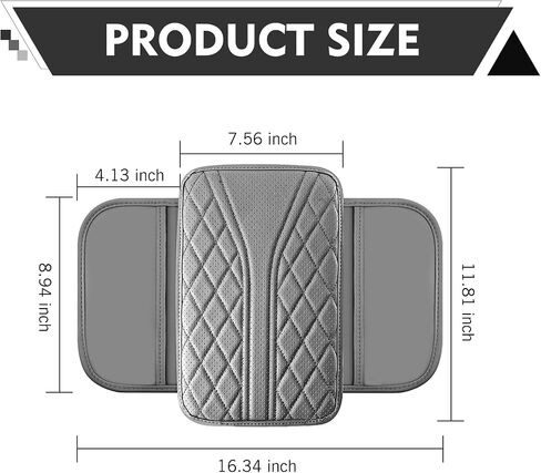 WZP Car Center Console Cover, Leather Arm Rest Cover with 2 Storage Bag, Console Cover for Car Storage Box Protector, Universal for Sedan SUV Truck (Gray) in Saudi Arabia