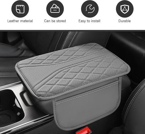 WZP Car Center Console Cover, Leather Arm Rest Cover with 2 Storage Bag, Console Cover for Car Storage Box Protector, Universal for Sedan SUV Truck (Gray) in Saudi Arabia