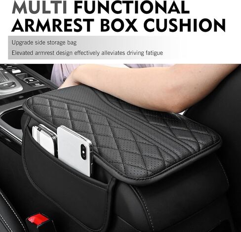 WZP Car Center Console Cover, Leather Arm Rest Cover with 2 Storage Bag, Console Cover for Car Storage Box Protector, Universal for Sedan SUV Truck (Gray) in Saudi Arabia
