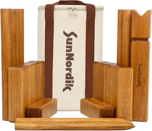 Kubb Yard Game Set, Giant Viking Chess Outdoor Tossing Game with Carry Bag, Rubber Wood Backyard Lawn Game for Kids & Beginner in Saudi Arabia