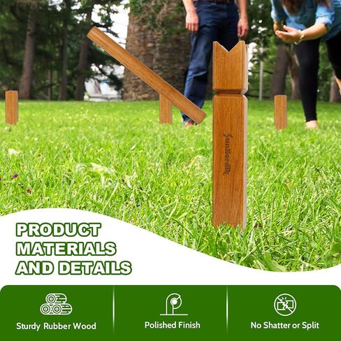 Kubb Yard Game Set, Giant Viking Chess Outdoor Tossing Game with Carry Bag, Rubber Wood Backyard Lawn Game for Kids & Beginner in Saudi Arabia