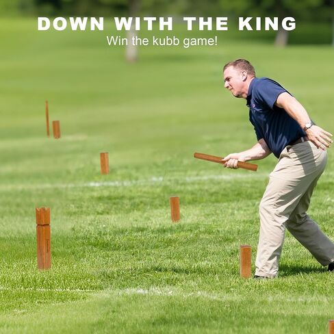 Kubb Yard Game Set, Giant Viking Chess Outdoor Tossing Game with Carry Bag, Rubber Wood Backyard Lawn Game for Kids & Beginner in Saudi Arabia