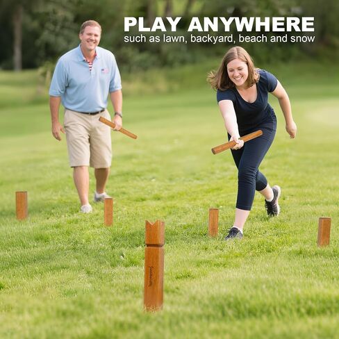 Kubb Yard Game Set, Giant Viking Chess Outdoor Tossing Game with Carry Bag, Rubber Wood Backyard Lawn Game for Kids & Beginner in Saudi Arabia