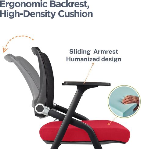 2 Pack Foldable Office Chairs with Wheels, Mesh Back, Arms and Portable - Folding Office Chairs for Conference Room Chair, Office Guest & Reception & Meeting Chair - (Red) 300 lbs. in Saudi Arabia