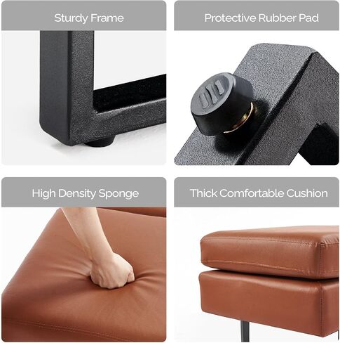 Waiting Room Bench Seating, Salon Reception Chairs 3 Seats Upholstered, 59.5''Heavy Duty Guest Lobby Chairs, Faux Leather Settee, Office Beauty Barbershop Furniture, Cognac in Saudi Arabia