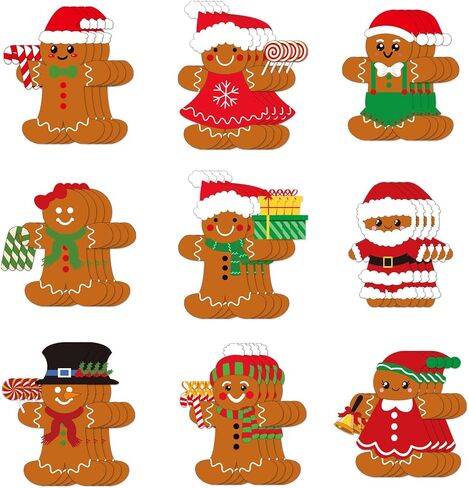 mixteach 180 قطعة الزنجبيل القواطع عيد الميلاد الزنجبيل الرجال ورقة قطع مجسمات 9 أنماط الزنجبيل رجل الفصول الدراسية ديكور مع نقاط الغراء للمدرسة لوحة الإعلانات عيد الميلاد عطلة حزب اللوازم in Kuwait