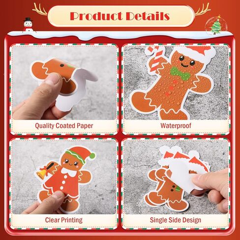 mixteach 180 قطعة الزنجبيل القواطع عيد الميلاد الزنجبيل الرجال ورقة قطع مجسمات 9 أنماط الزنجبيل رجل الفصول الدراسية ديكور مع نقاط الغراء للمدرسة لوحة الإعلانات عيد الميلاد عطلة حزب اللوازم in Kuwait