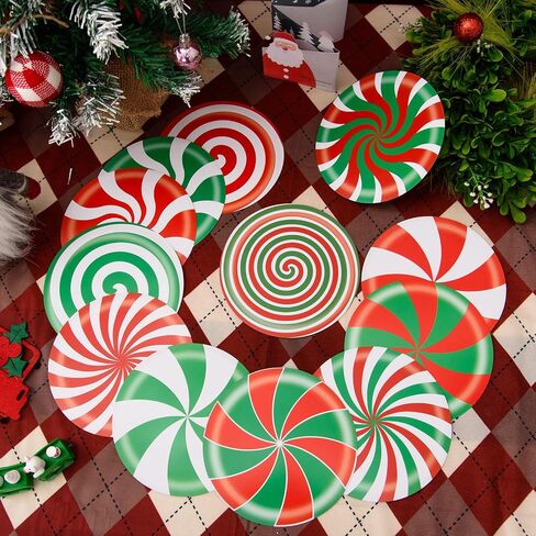FOBSME 60 Pcs Christmas Peppermint Candies Cutouts 5.91 Inch Peppermint Candy Bulletin Board Cutouts Round Paper Candy Die-Cuts Candyland Classroom Decorations for Xmas Winter Holiday Decor,12 Styles in Saudi Arabia