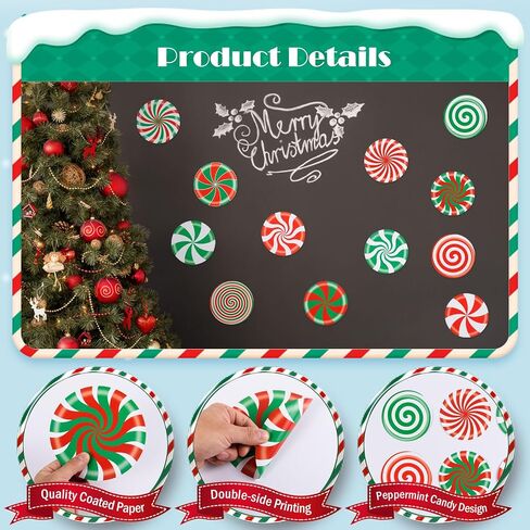 FOBSME 60 Pcs Christmas Peppermint Candies Cutouts 5.91 Inch Peppermint Candy Bulletin Board Cutouts Round Paper Candy Die-Cuts Candyland Classroom Decorations for Xmas Winter Holiday Decor,12 Styles in Saudi Arabia