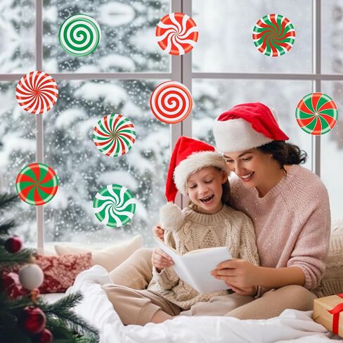 FOBSME 60 Pcs Christmas Peppermint Candies Cutouts 5.91 Inch Peppermint Candy Bulletin Board Cutouts Round Paper Candy Die-Cuts Candyland Classroom Decorations for Xmas Winter Holiday Decor,12 Styles in Saudi Arabia
