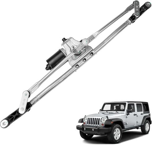 Front Windshield Wiper Motor and Linkage Assembly Compatible with Jeep Wrangler 07-18 Replaces 55077859AC in Saudi Arabia