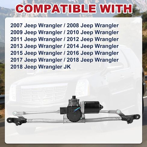 Front Windshield Wiper Motor and Linkage Assembly Compatible with Jeep Wrangler 07-18 Replaces 55077859AC in Saudi Arabia