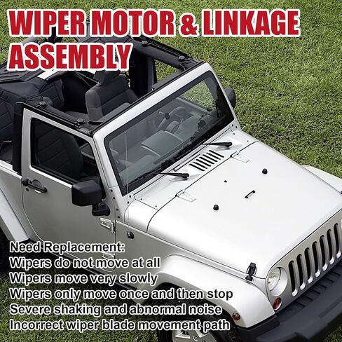 Front Windshield Wiper Motor and Linkage Assembly Compatible with Jeep Wrangler 07-18 Replaces 55077859AC in Saudi Arabia