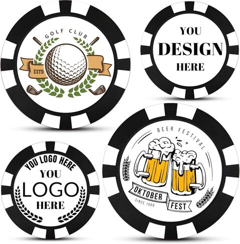 رقائق البوكر الخزفية المخصصة، تصميم شخصي ليالي الكازينو، ألعاب البوكر المنزلية، هدايا حفلات الجولف، شعار/نص/صورة قابلة للتخصيص، حزمة من 25-1000 in Kuwait