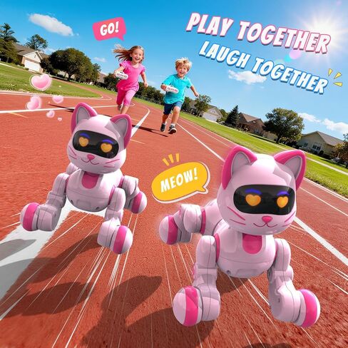 PRANITE Robot Cat, Remote Control Robot Toys for Kids, Interactive Kitty with Programmable, Dance, Touch Sensor, USB Rechargeable Smart Pet Cat for Girls' Birthday in Saudi Arabia