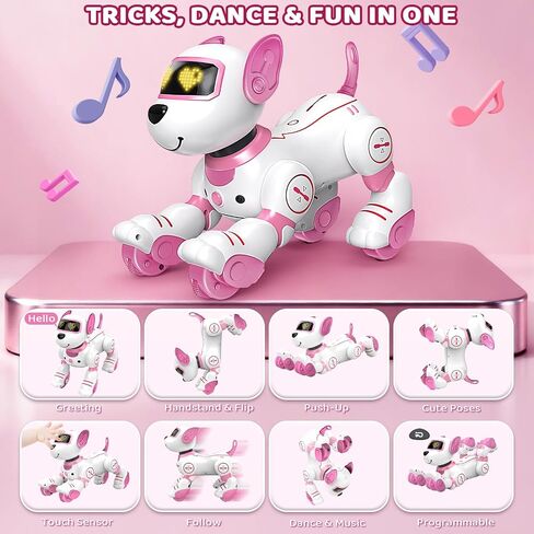 Robot Dog Toy for Kids 3-12: Remote Control Interactive Robot Puppy with Touch & Follow, Programmable Tricks, Dancing & Walking, Birthday Gift for Smart Boys & Girls in Saudi Arabia
