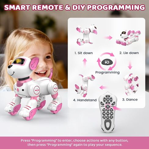Robot Dog Toy for Kids 3-12: Remote Control Interactive Robot Puppy with Touch & Follow, Programmable Tricks, Dancing & Walking, Birthday Gift for Smart Boys & Girls in Saudi Arabia