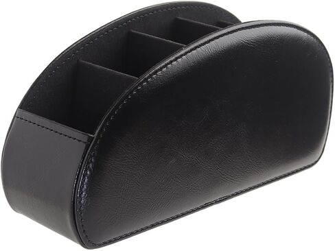 Remote Control Holder, PU Leather Remote Caddy Desktop Organizer with 5 Spacious Compartments for TV Remotes/Media Controllers/Office Supplies(Black) in Kuwait