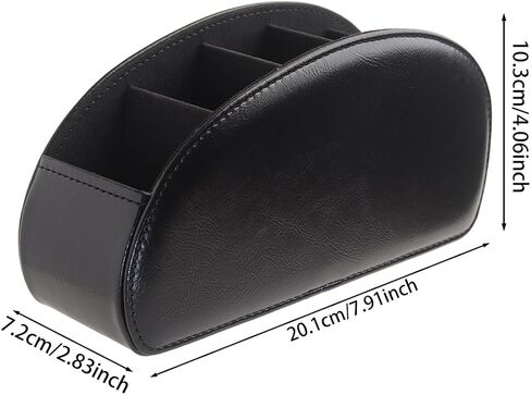 Remote Control Holder, PU Leather Remote Caddy Desktop Organizer with 5 Spacious Compartments for TV Remotes/Media Controllers/Office Supplies(Black) in Kuwait