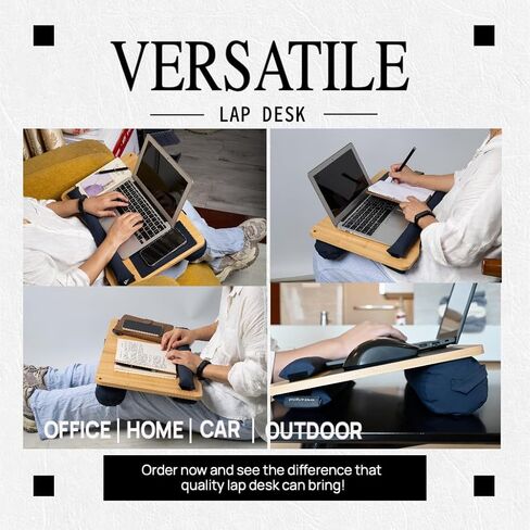 Lap desks for Adults,Adjustable Laptop Desk with Pillow Cushion,Fits up to 16'', Portable Laptop Desk for Bed/Couch/Car, Extra Large Lap Desk with Detachable Cushions, Travel Lap Desk,Dorm Essentials in Saudi Arabia