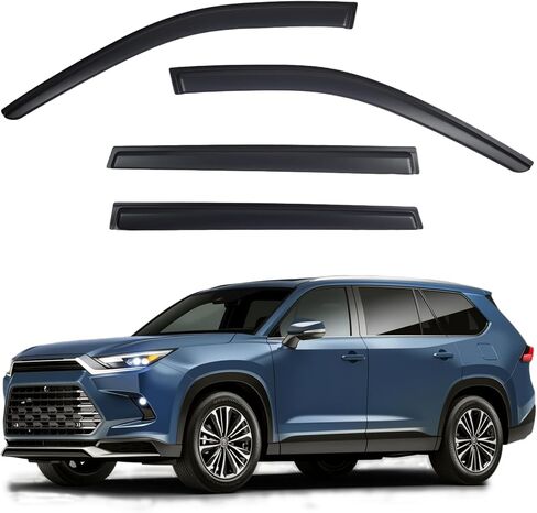 Window Visors Rain Guards Compatible with 2024-2026 Toyota Grand Highlander, Out-Channel Side Window Wind Deflectors Vent Shades Accessories, Dark Smoke 4 Pcs, 2025 in Saudi Arabia