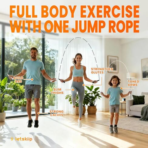 Beaded Jump Rope for Beginners and Adults, Adjustable Tangle-Free Segmented Fitness Rope with 10 Spare Beads & Bag for Workout, Cardio in Saudi Arabia