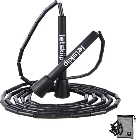 Beaded Jump Rope for Beginners and Adults, Adjustable Tangle-Free Segmented Fitness Rope with 10 Spare Beads & Bag for Workout, Cardio in Saudi Arabia