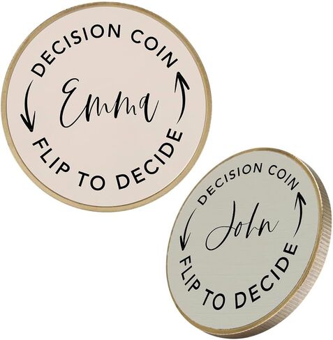Andaz Press Personalized Couple Decision Coin Gifts, Custom Flip to Decide Coin, Decision Maker Coin, Funny Couple Gift for Boyfriend, Girlfriend, Husband, Wife, Men, Women, Includes Keychain Holder in Saudi Arabia