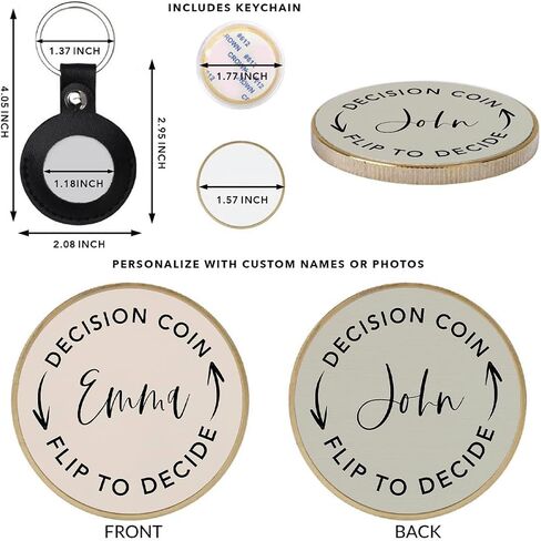 Andaz Press Personalized Couple Decision Coin Gifts, Custom Flip to Decide Coin, Decision Maker Coin, Funny Couple Gift for Boyfriend, Girlfriend, Husband, Wife, Men, Women, Includes Keychain Holder in Saudi Arabia